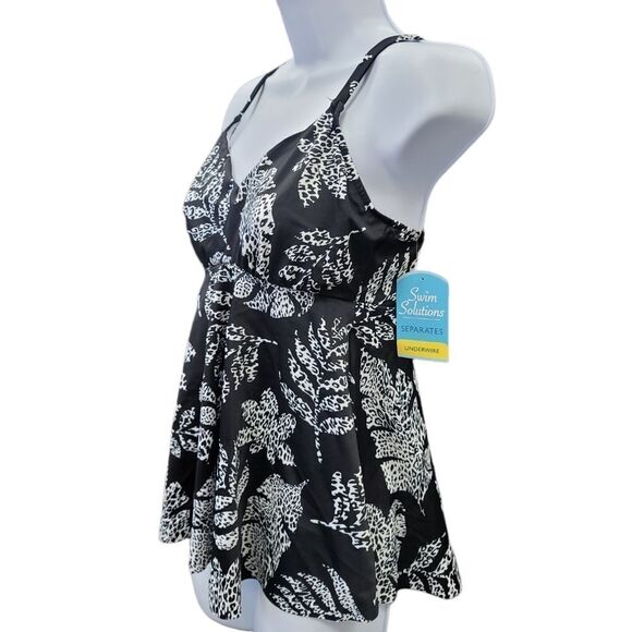 Swim Solutions SPOTTED LEAVES Printed Underwire Tankini Swim Top - Picture 3 of 7